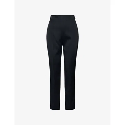 Khaite Womens Black Lenn Tapered-leg Woven Trousers In Black