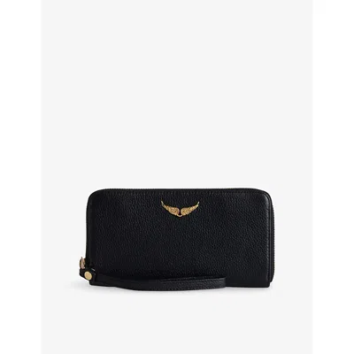 Zadig & Voltaire Womens Black Gold Compagnon Leather Wallet In Multi