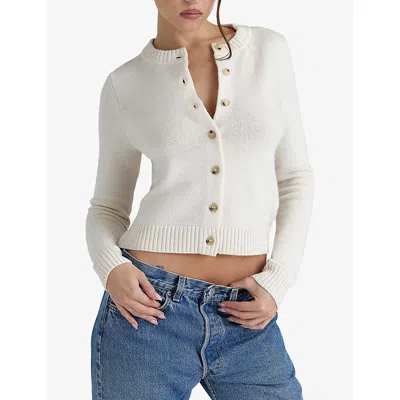 House Of Cb Womens Cream Round-neck Cashmere And Merino Wool-blend Cardigan In Neutral