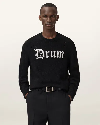 Allsaints Cotton Drum Jacquard Jumper In Black