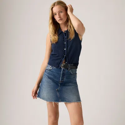 Levi's High Rise Deconstructed Button Fly Skirt In Blue In Blue