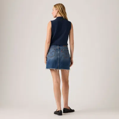 Levi's High Rise Deconstructed Button Fly Skirt In Blue In Blue
