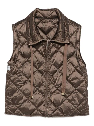 Max Mara The Cube Quilted Down Vest In Brown