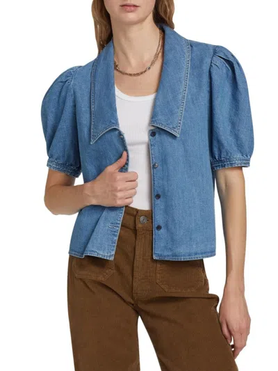 Frame Women's Sailor Denim Blouse In Blue