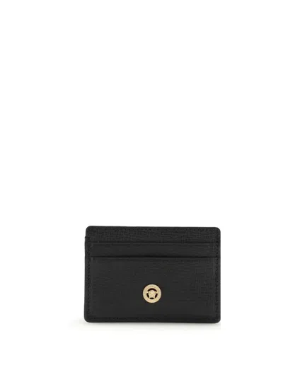 Versace Black Leather Medusa Biggie Card Holder In Brown