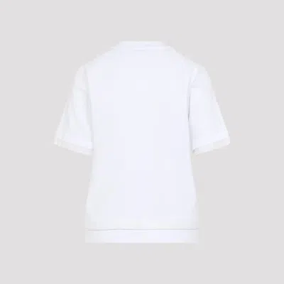 Peserico Crew Neck Layered Hem Short Sleeve Top In White