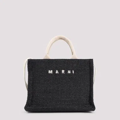Marni Raffia East-west Tote Bag In Black