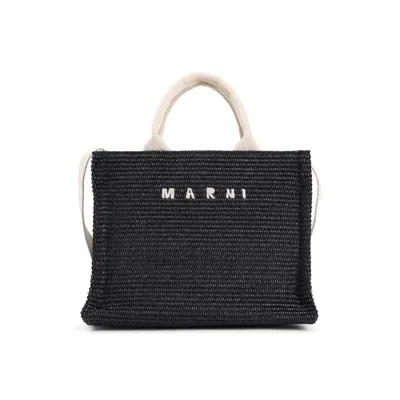Marni Raffia East-west Tote Bag In Black