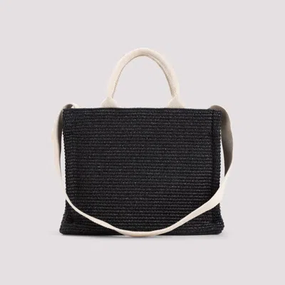 Marni Raffia East-west Tote Bag In Black