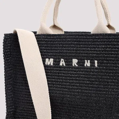 Marni Raffia East-west Tote Bag In Black