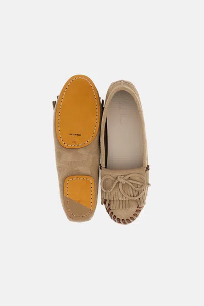 Paris Texas Loafers In Stone Calf Suede Leather In Brown