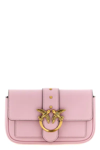 Pinko Pocket Love One Studs Birds Crossbody Bag In Pink