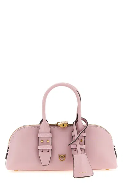 Pinko Love Birds Bowling Leather Handbag In Pink