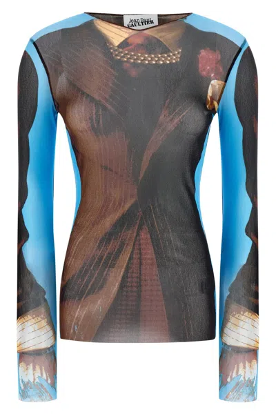 Jean Paul Gaultier Re Edition Tennis Mesh Graphic Top In Multi