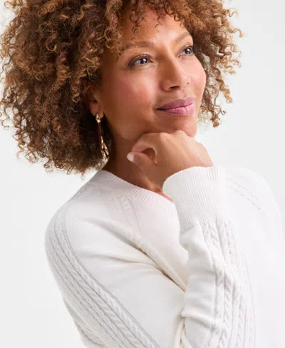 Style & Co Petite Puff Sleeve V-neck Sweater, Macy's Exclusive In White