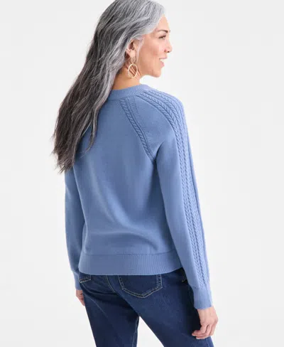 Style & Co Petite Puff Sleeve V-neck Sweater, Macy's Exclusive In Blue