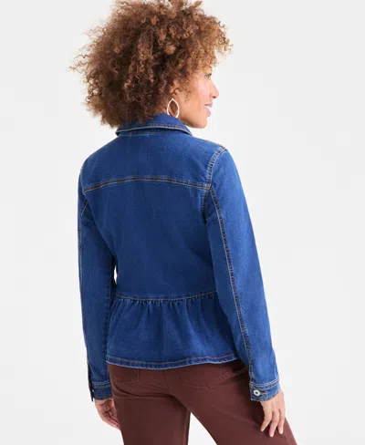 Style & Co Women's Peplum Denim Jacket, Macy's Exclusive In Blue