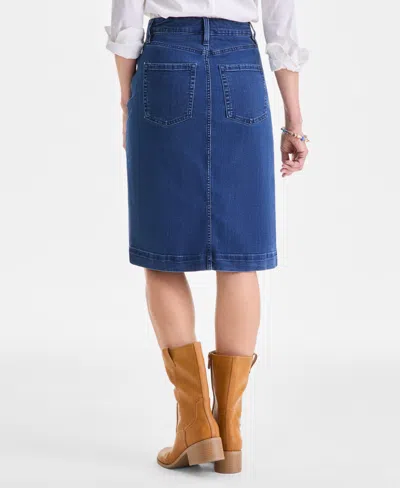 Style & Co Women's Denim Slit Midi Skirt, Macy's Exclusive In White