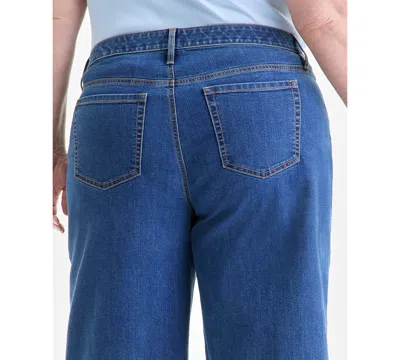 Style & Co Plus Size Embroidered Cropped 5 Pocket Jeans, Macy's Exclusive In Blue