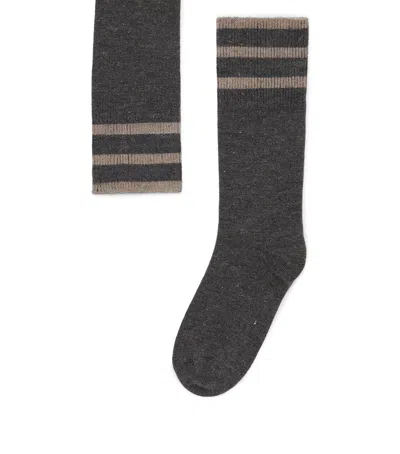 Brunello Cucinelli Cashmere-blend Sparkling Knit Socks In Brown