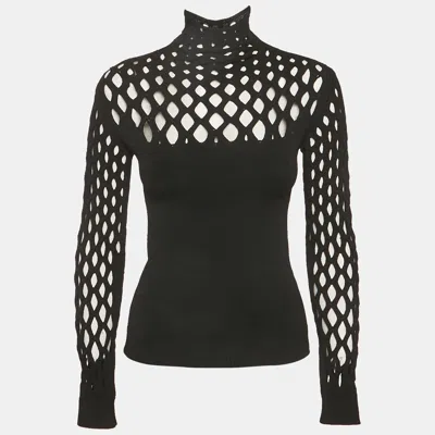 Pre-owned Valentino Black Stretch Mesh Knit Pull Over M