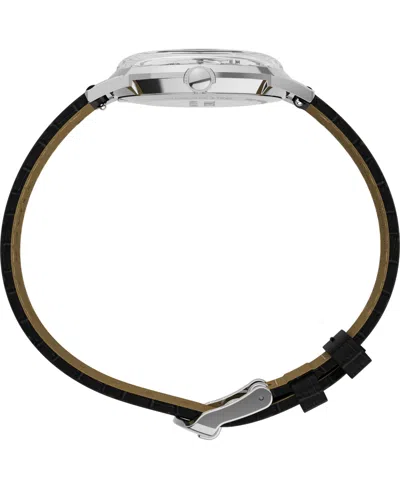 Timex Unisex Quartz Analog Black Leather Watch, 34mm In Black