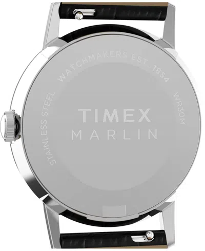 Timex Unisex Quartz Analog Black Leather Watch, 34mm In Black