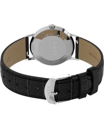 Timex Unisex Quartz Analog Black Leather Watch, 34mm In Black