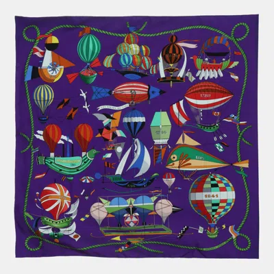 Pre-owned Hermes Les Folies Du Ciel Multicolor/purple Silk Scarf