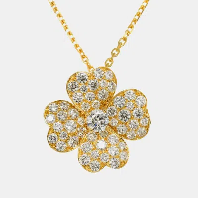 Pre-owned Van Cleef & Arpels Cosmos Medium 18k Yellow Gold Diamond Necklace Brooch