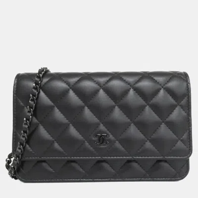 Pre-owned Chanel Timeless Classic Line Wallet Chain In Black