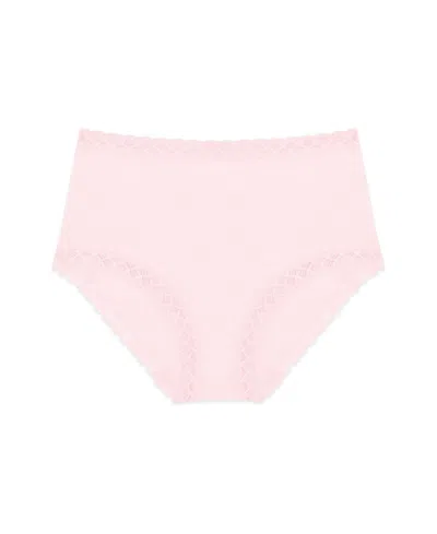 Natori Bliss Lace-trim High Rise Cotton Brief 755058 In Pink