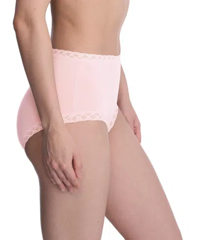 Natori Bliss Lace-trim High Rise Cotton Brief 755058 In Pink