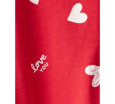 Carter's Baby Boys Or Baby Girls Heart Print Snug Fit Sleep And Play Pajama In Red