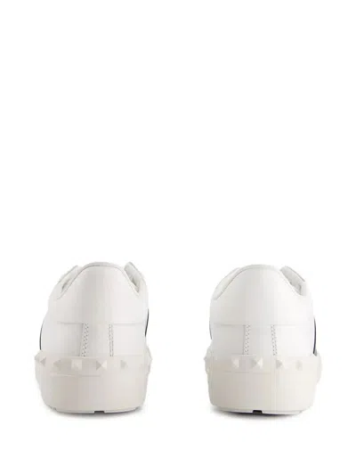 Valentino Garavani Open Leather Sneakers With Contrast Band And Stud Details Shoes In White