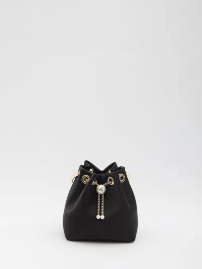 Jimmy Choo Bon Bon Leather Bucket Chain Shoulder Bag In Black