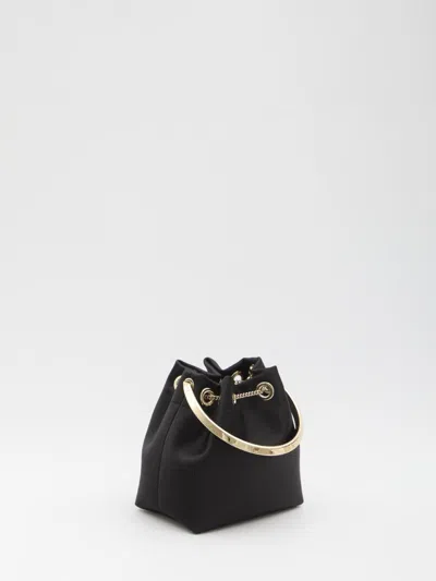 Jimmy Choo Bon Bon Leather Bucket Chain Shoulder Bag In Black