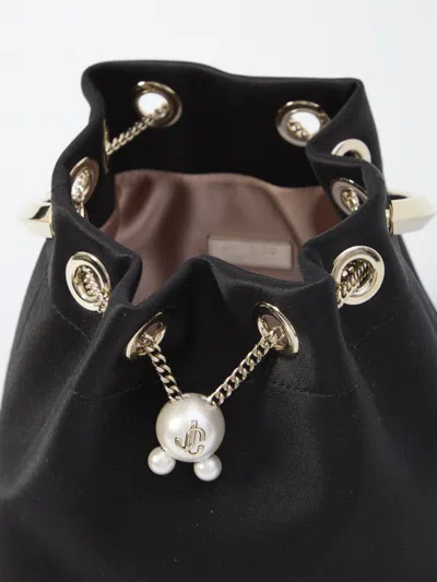 Jimmy Choo Bon Bon Leather Bucket Chain Shoulder Bag In Black