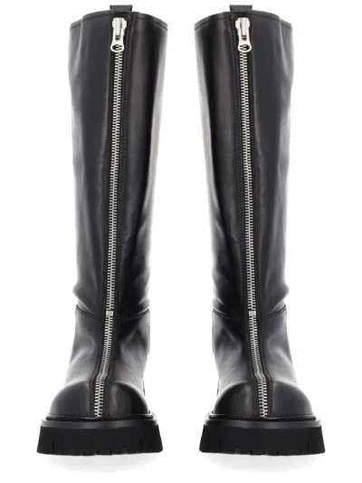 Moschino Round Toe Zipped Boots In Black