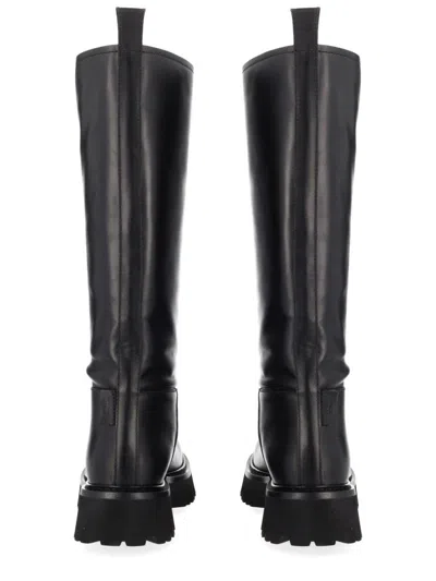 Moschino Round Toe Zipped Boots In Black