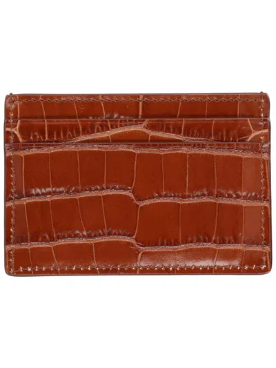 Tom Ford Compact Wallet Crocodile Embossed Texture In Brown