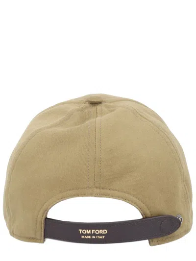 Tom Ford Logo Canvas Baseball Cap In Brown