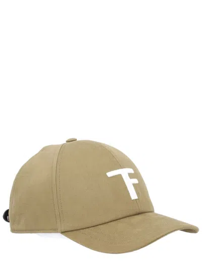 Tom Ford Logo Canvas Baseball Cap In Brown