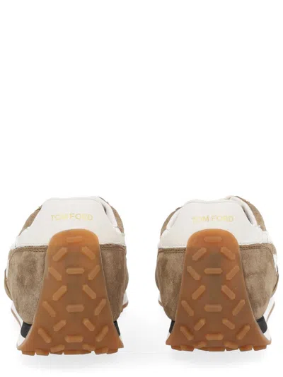 Tom Ford Sneakers Contrast Stripes Rubber Sole Suede Panels In Multi