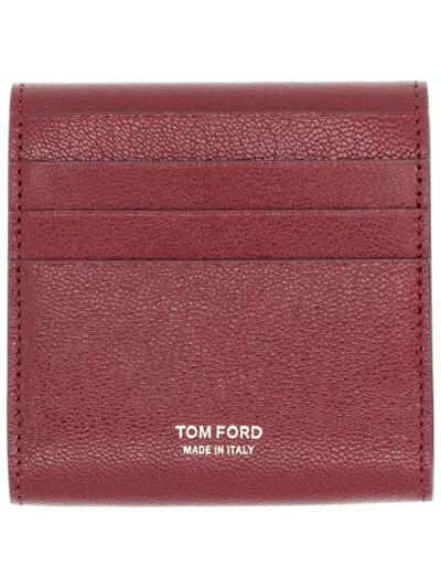 Tom Ford T-bar Leather Wallet In Red