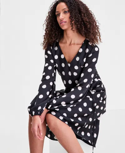 Sam Edelman Women's Blouson-sleeve Belted Midi Dress In Black