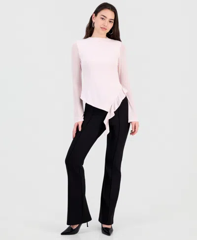 Bar Iii Women's Mock-neck Ruffled-trim Top, Macy's Exclusive In Pattern