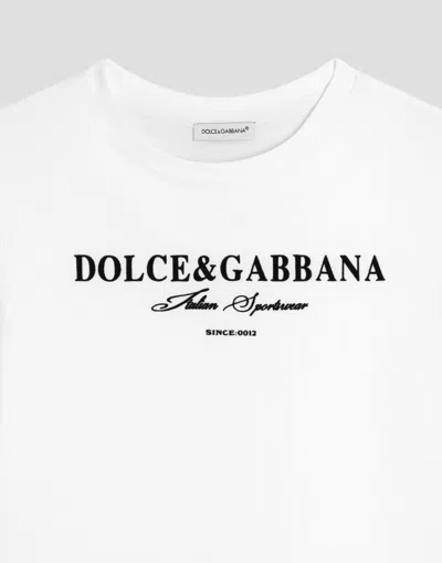 Dolce & Gabbana Short-sleeved Jersey T-shirt With Dolce&gabbana Print In White