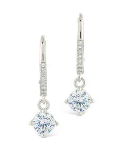 Sterling Forever Sterling Silver Matilda Brilliant Cut Cz French Clip Earrings In Brown