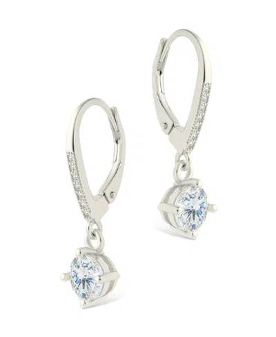 Sterling Forever Sterling Silver Matilda Brilliant Cut Cz French Clip Earrings In Brown